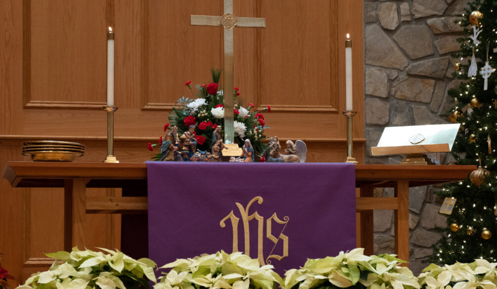 Altar with poinsettias