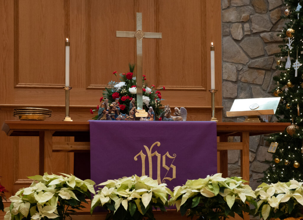 Altar with poinsettias