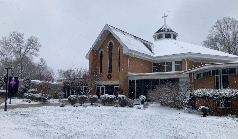 church in snow