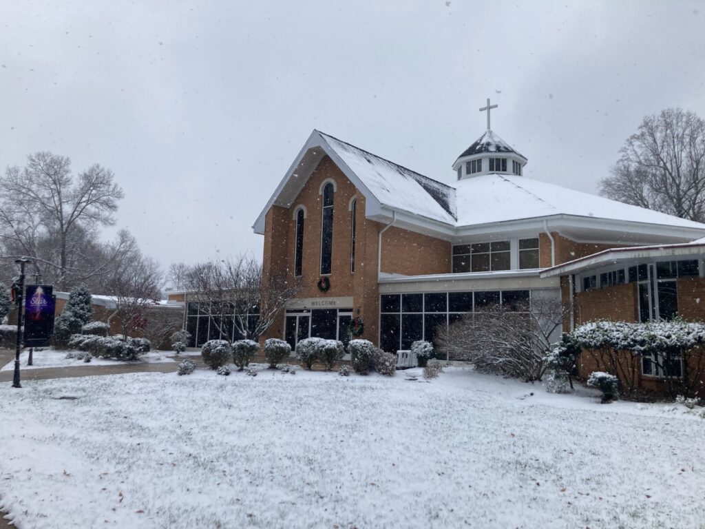 church in snow