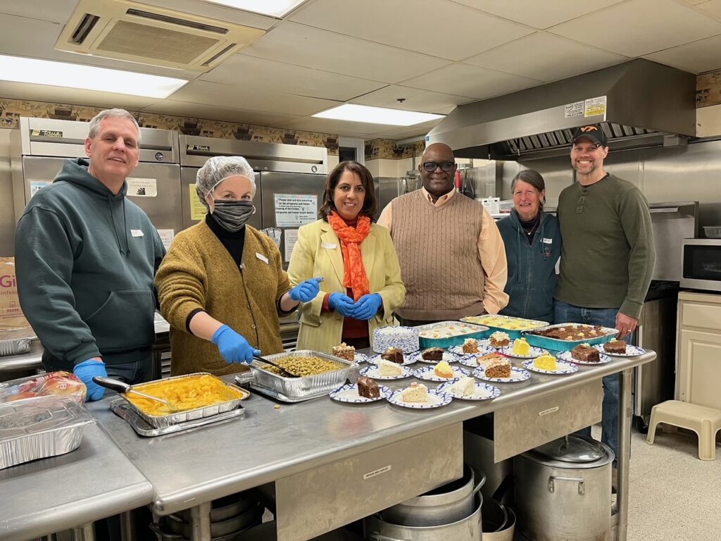 People in kitchen volunteering for hypothermia shelter