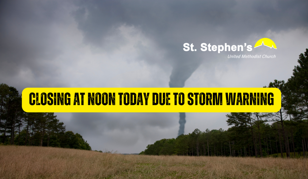 Closing at noon today due to storm warning