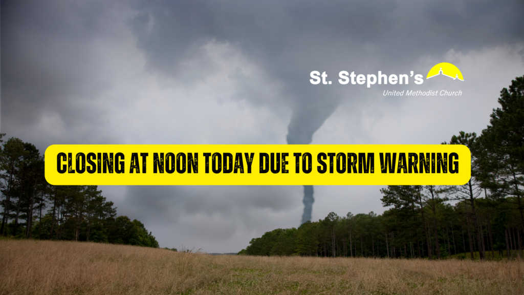 Closing at noon today due to storm warning