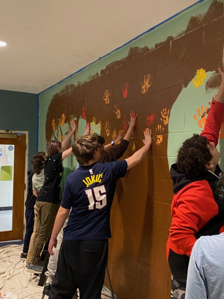 Youth group painting mural