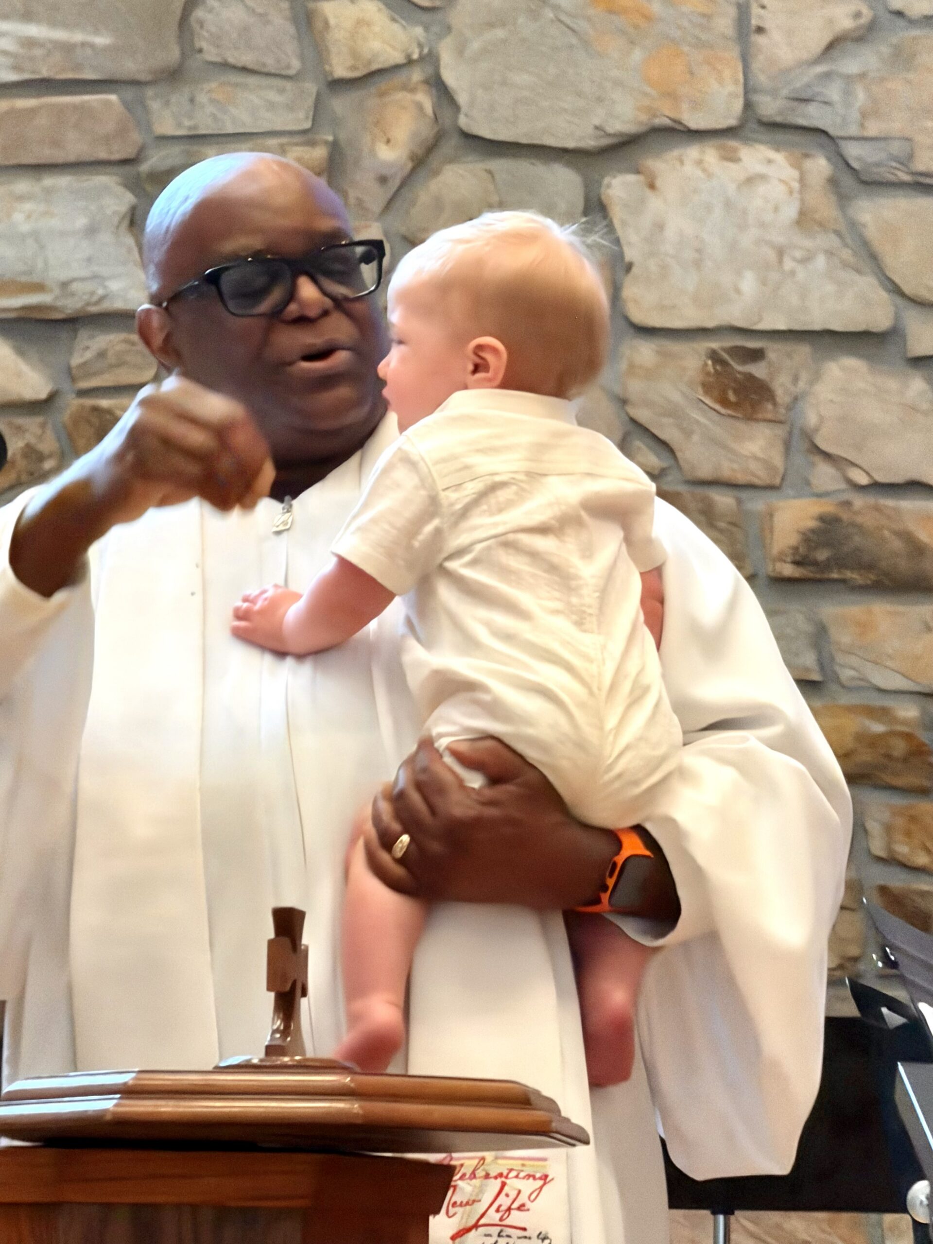 Baptism Campbell baby Pastor Chaney
