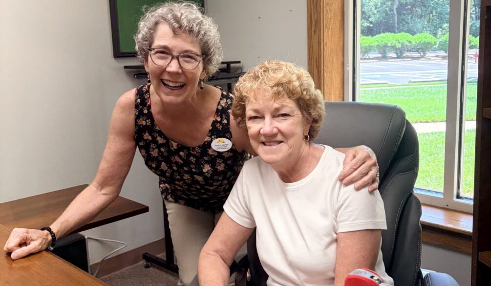 Martha and Muriel cleaning Pastor Sunu's office
